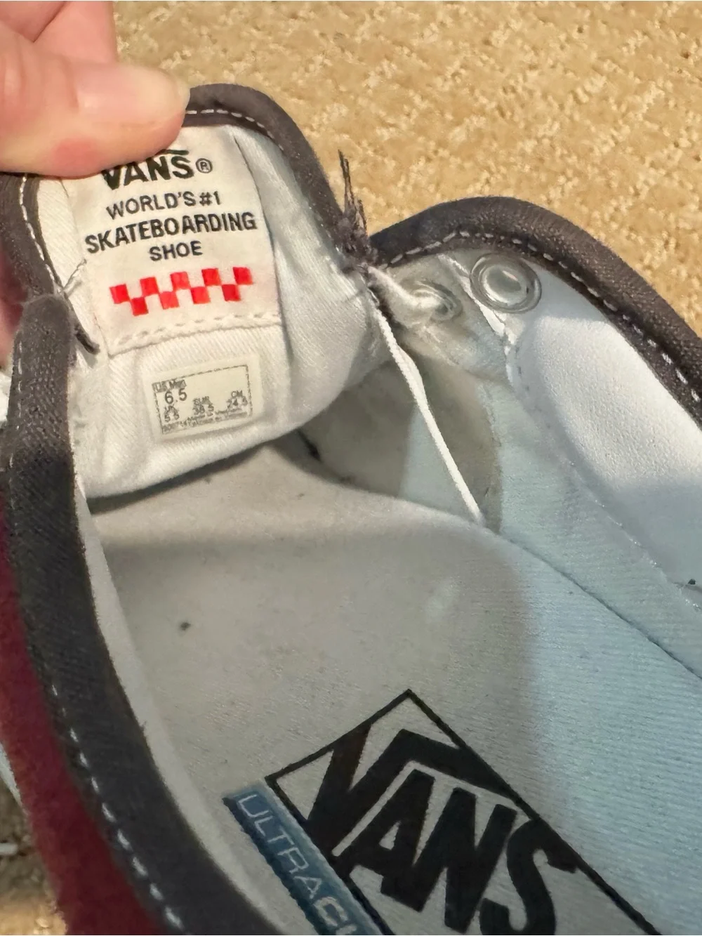 Vans Low-Top Ultra Cush Sneakers, Blue, Burgundy & White - Men’s 6.5 / Women’s 8 - Picture 8 of 8